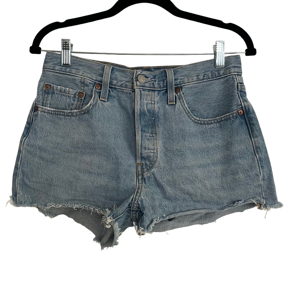 Levi's 501 Original Cut-Off Shorts Women 27 Light Wash Blue Raw Hem